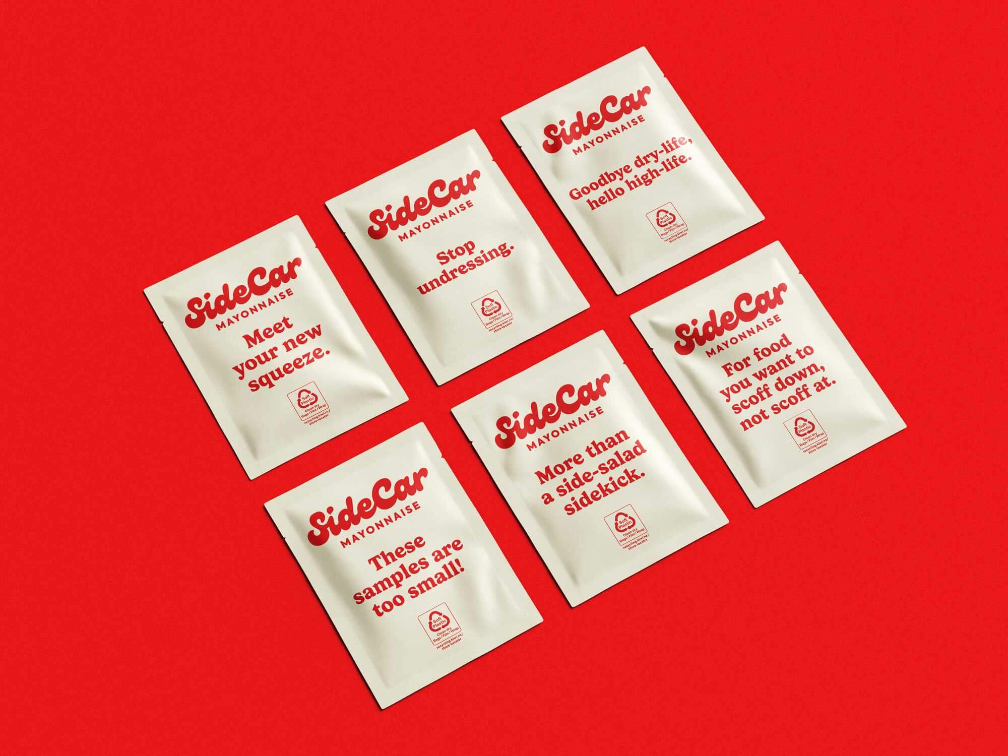 Sample sachets of SideCar Mayo