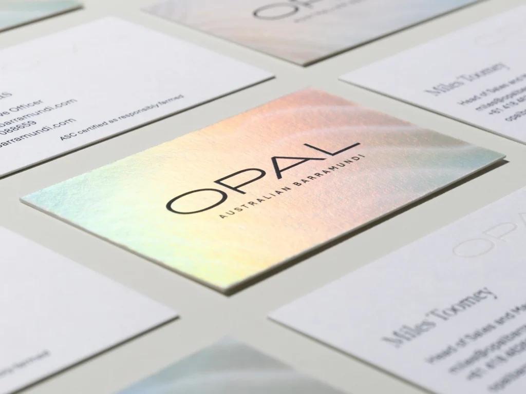 Elegant business cards with opal design.