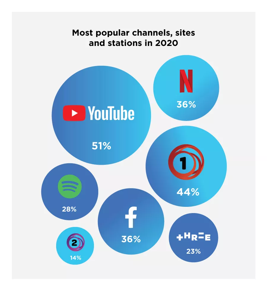 Infographic chart breaking down New Zealand media consumption trends and audience habits