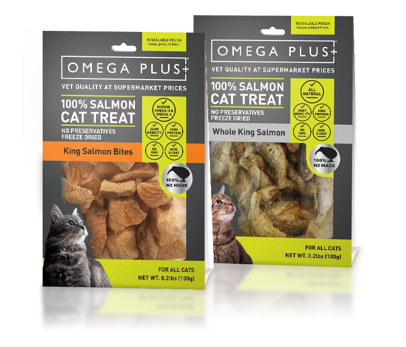 Omega Plus cat treats 100% salmon. vet-quality pet food at supermarket prices.