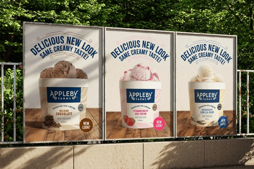Unique selling proposition using Appleby icecream as an example with new packaging